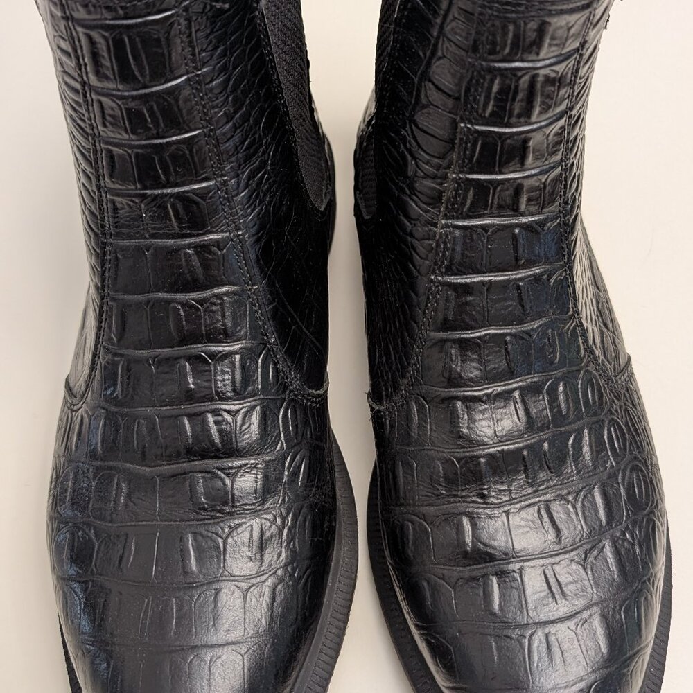 DR. MARTENS Kensington FLORA Croc Print Chelsea Ankle Boot in Black Size 8